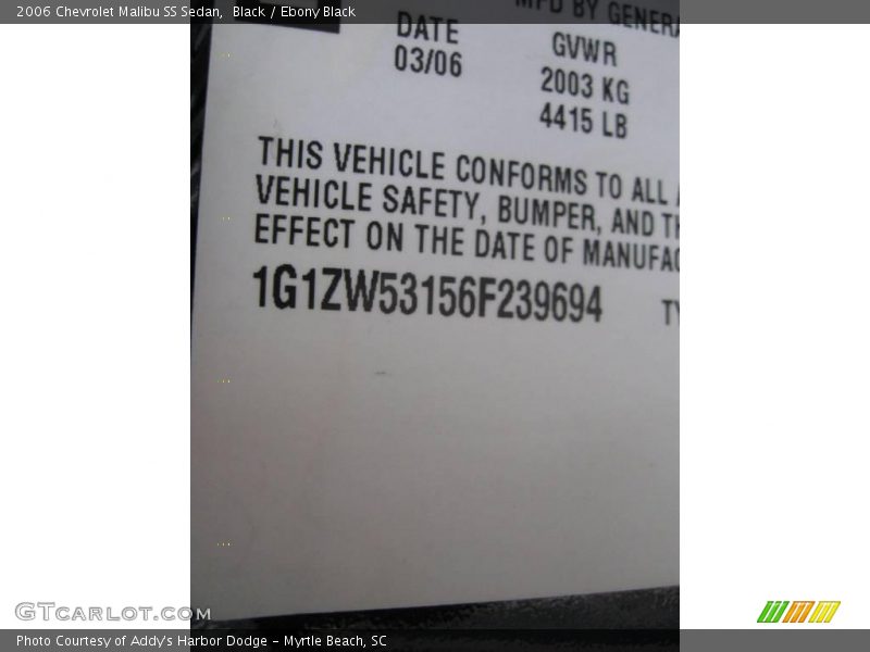 Black / Ebony Black 2006 Chevrolet Malibu SS Sedan