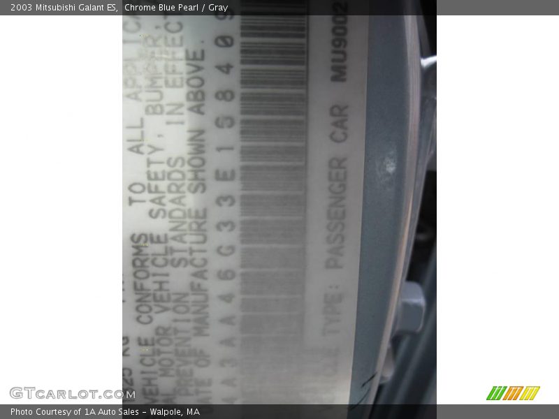 Chrome Blue Pearl / Gray 2003 Mitsubishi Galant ES