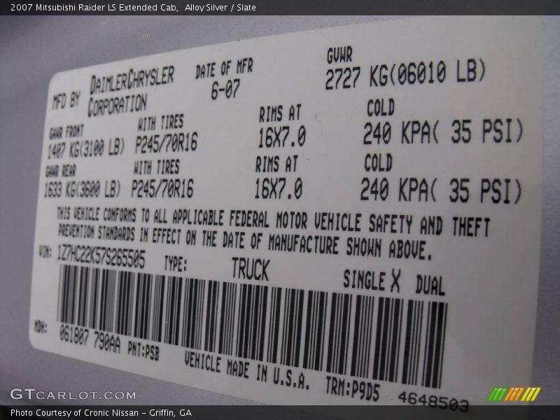 Alloy Silver / Slate 2007 Mitsubishi Raider LS Extended Cab