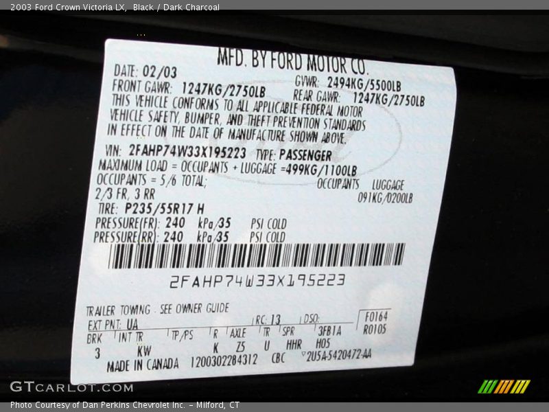 Black / Dark Charcoal 2003 Ford Crown Victoria LX