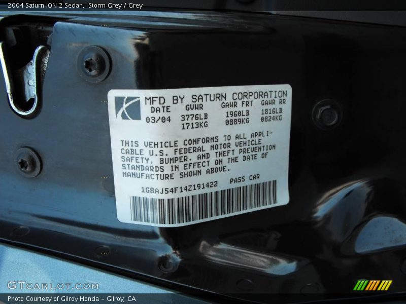 Storm Grey / Grey 2004 Saturn ION 2 Sedan