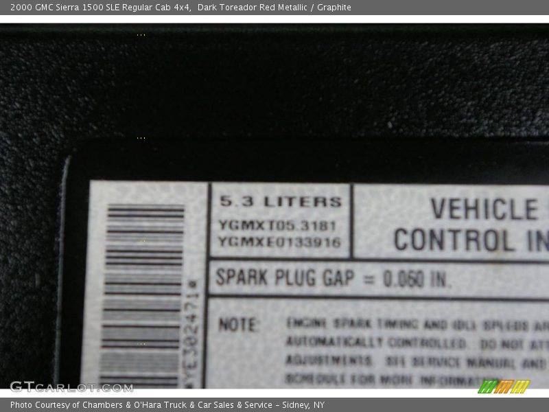 Dark Toreador Red Metallic / Graphite 2000 GMC Sierra 1500 SLE Regular Cab 4x4