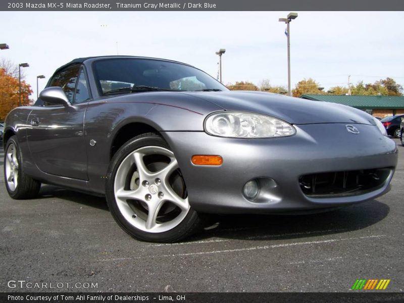 Titanium Gray Metallic / Dark Blue 2003 Mazda MX-5 Miata Roadster