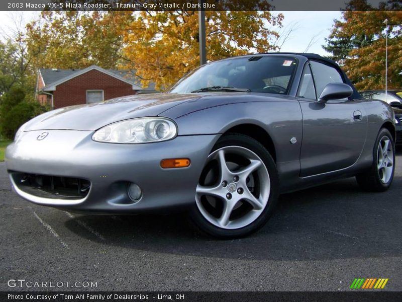 Titanium Gray Metallic / Dark Blue 2003 Mazda MX-5 Miata Roadster