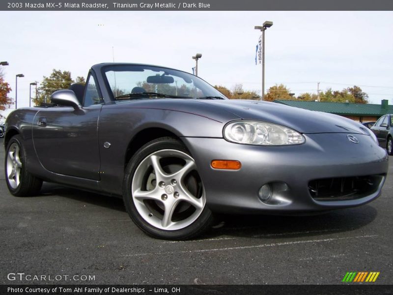 Titanium Gray Metallic / Dark Blue 2003 Mazda MX-5 Miata Roadster