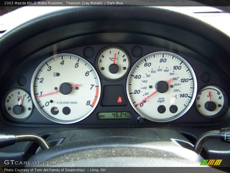 Titanium Gray Metallic / Dark Blue 2003 Mazda MX-5 Miata Roadster
