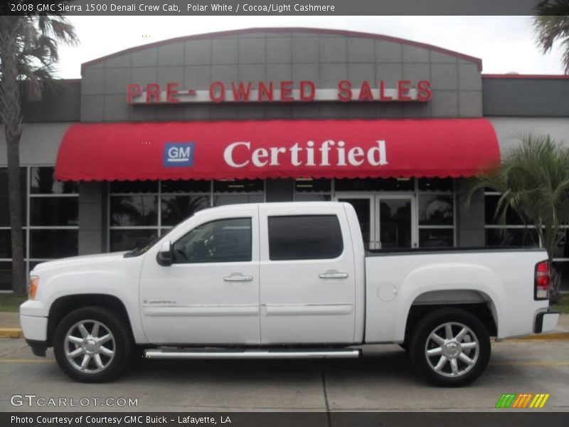 Polar White / Cocoa/Light Cashmere 2008 GMC Sierra 1500 Denali Crew Cab