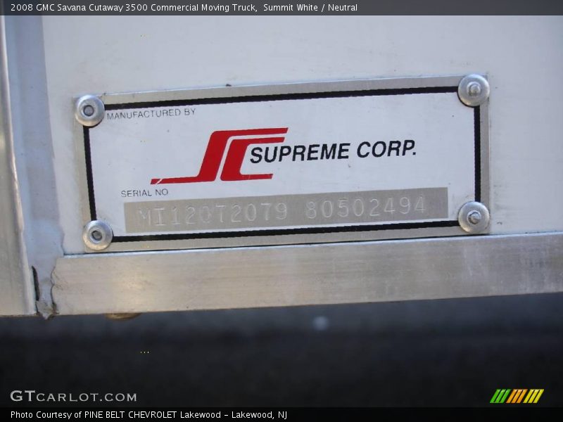 Summit White / Neutral 2008 GMC Savana Cutaway 3500 Commercial Moving Truck