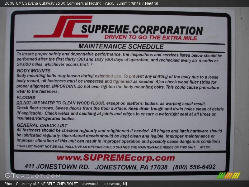 Summit White / Neutral 2008 GMC Savana Cutaway 3500 Commercial Moving Truck