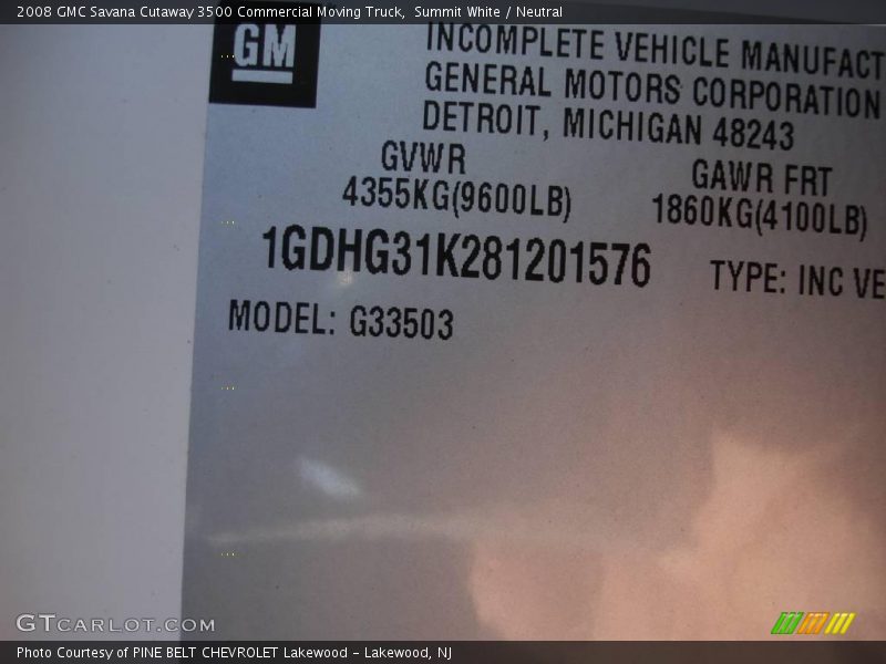 Summit White / Neutral 2008 GMC Savana Cutaway 3500 Commercial Moving Truck