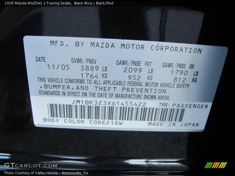 Black Mica / Black/Red 2006 Mazda MAZDA3 s Touring Sedan