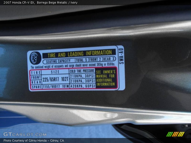 Borrego Beige Metallic / Ivory 2007 Honda CR-V EX