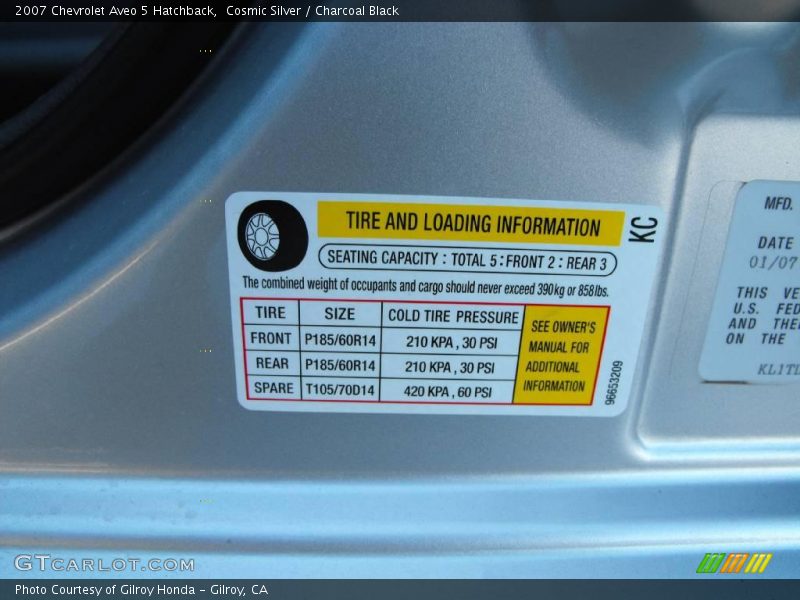 Cosmic Silver / Charcoal Black 2007 Chevrolet Aveo 5 Hatchback