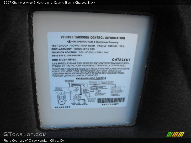 Cosmic Silver / Charcoal Black 2007 Chevrolet Aveo 5 Hatchback
