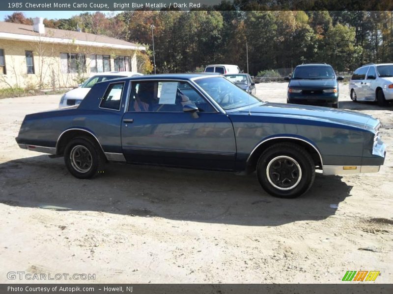 Bright Blue Metallic / Dark Red 1985 Chevrolet Monte Carlo Coupe