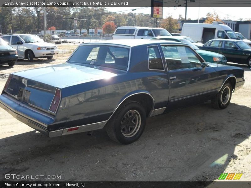 Bright Blue Metallic / Dark Red 1985 Chevrolet Monte Carlo Coupe
