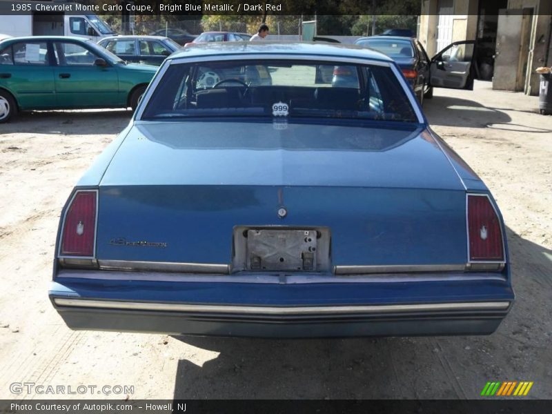 Bright Blue Metallic / Dark Red 1985 Chevrolet Monte Carlo Coupe