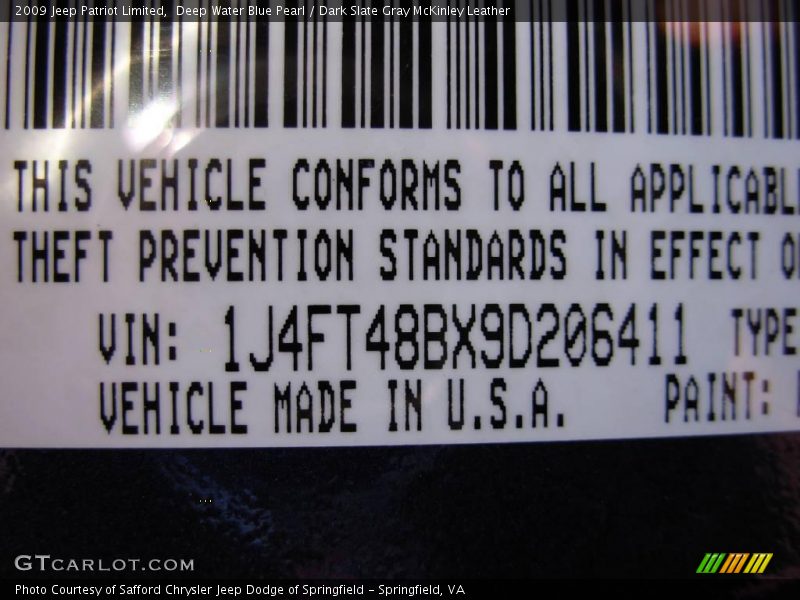 Deep Water Blue Pearl / Dark Slate Gray McKinley Leather 2009 Jeep Patriot Limited
