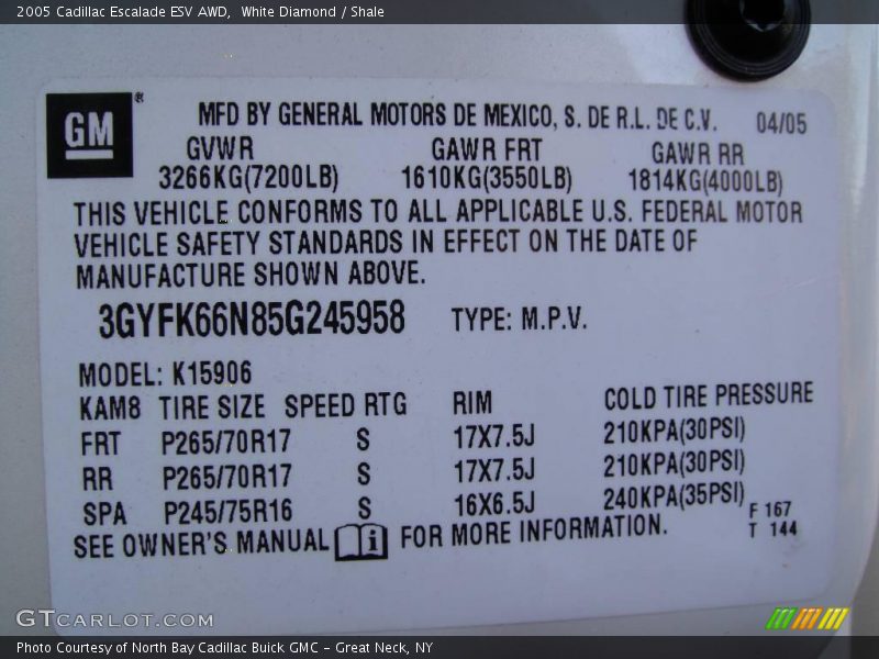 White Diamond / Shale 2005 Cadillac Escalade ESV AWD