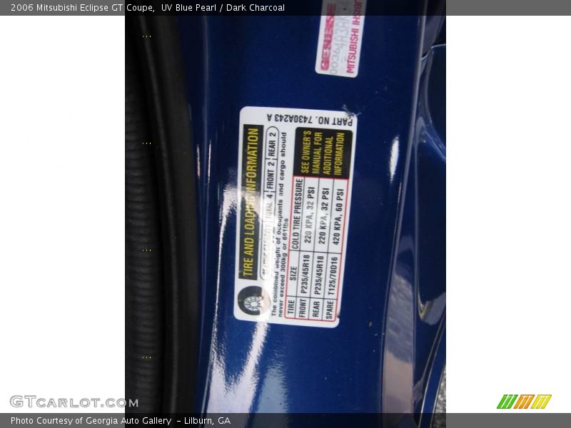 UV Blue Pearl / Dark Charcoal 2006 Mitsubishi Eclipse GT Coupe
