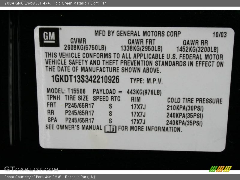 Polo Green Metallic / Light Tan 2004 GMC Envoy SLT 4x4