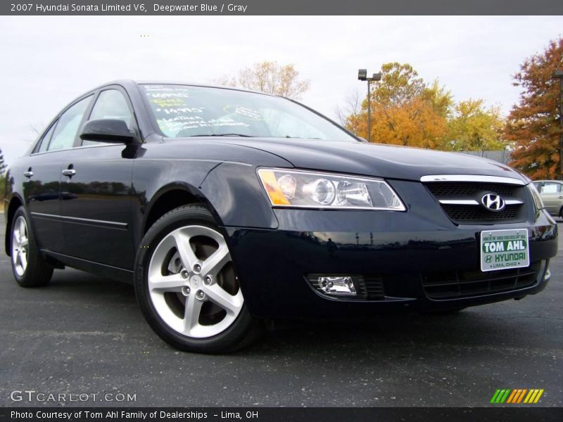 Deepwater Blue / Gray 2007 Hyundai Sonata Limited V6