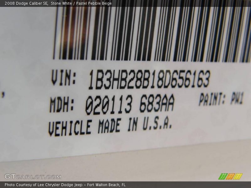 Stone White / Pastel Pebble Beige 2008 Dodge Caliber SE