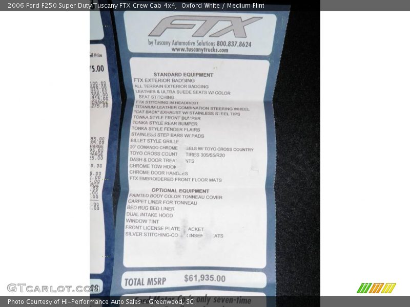 Oxford White / Medium Flint 2006 Ford F250 Super Duty Tuscany FTX Crew Cab 4x4