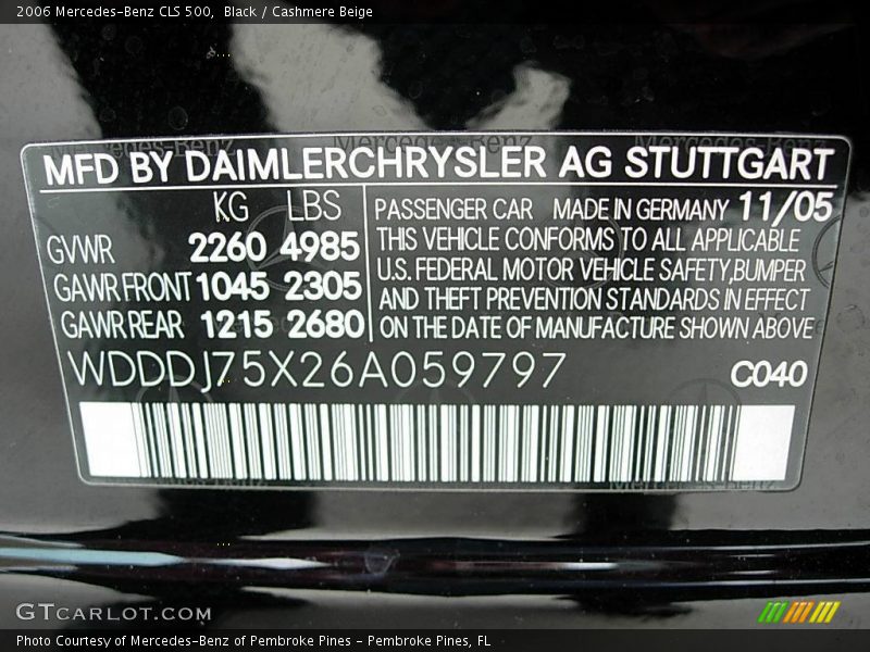 Black / Cashmere Beige 2006 Mercedes-Benz CLS 500