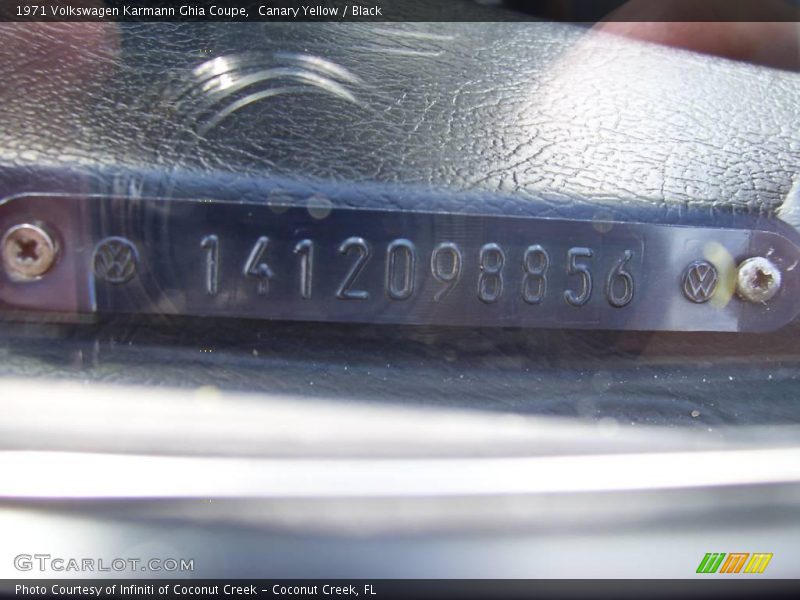 Canary Yellow / Black 1971 Volkswagen Karmann Ghia Coupe