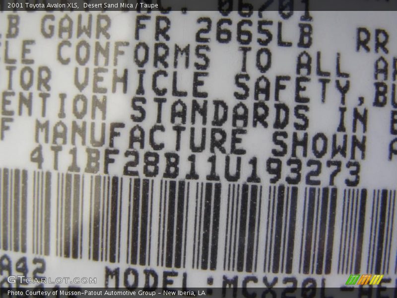 Desert Sand Mica / Taupe 2001 Toyota Avalon XLS