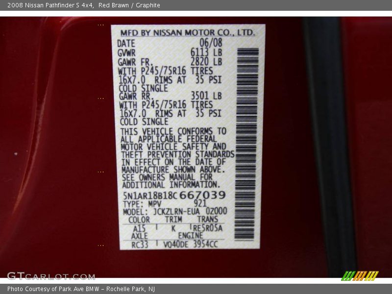 Red Brawn / Graphite 2008 Nissan Pathfinder S 4x4