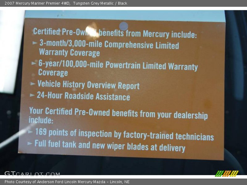 Tungsten Grey Metallic / Black 2007 Mercury Mariner Premier 4WD