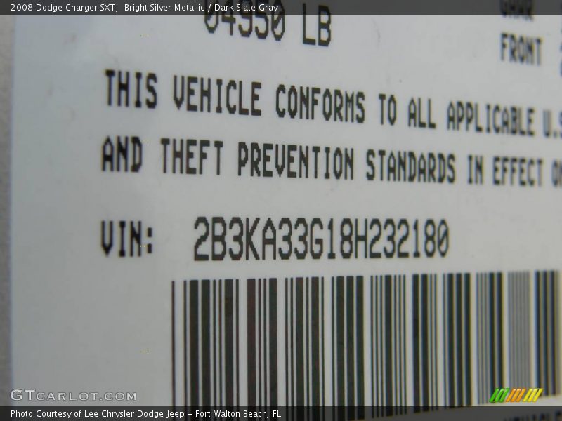 Bright Silver Metallic / Dark Slate Gray 2008 Dodge Charger SXT
