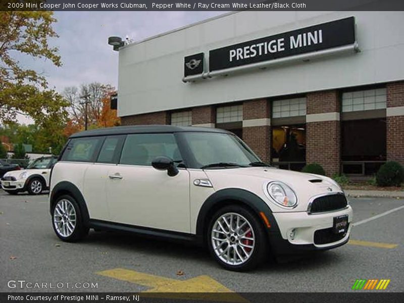 Pepper White / Ray Cream White Leather/Black Cloth 2009 Mini Cooper John Cooper Works Clubman