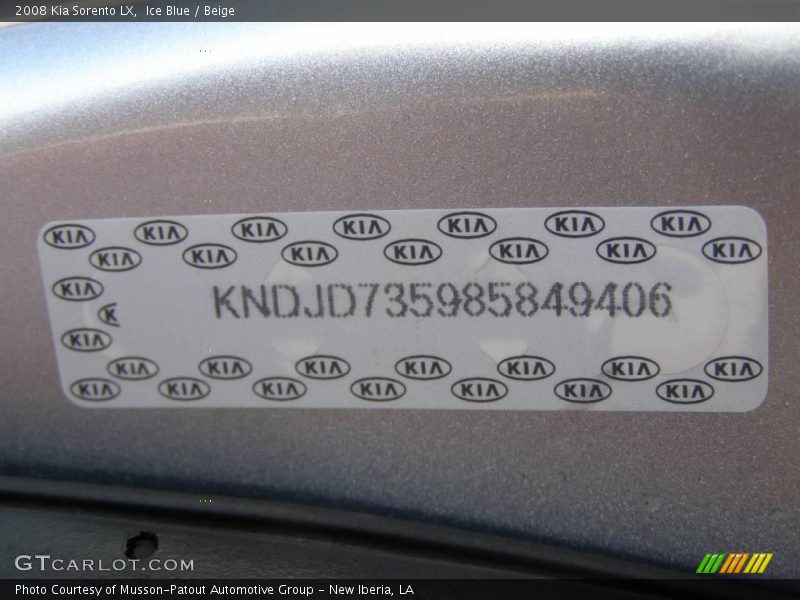 Ice Blue / Beige 2008 Kia Sorento LX