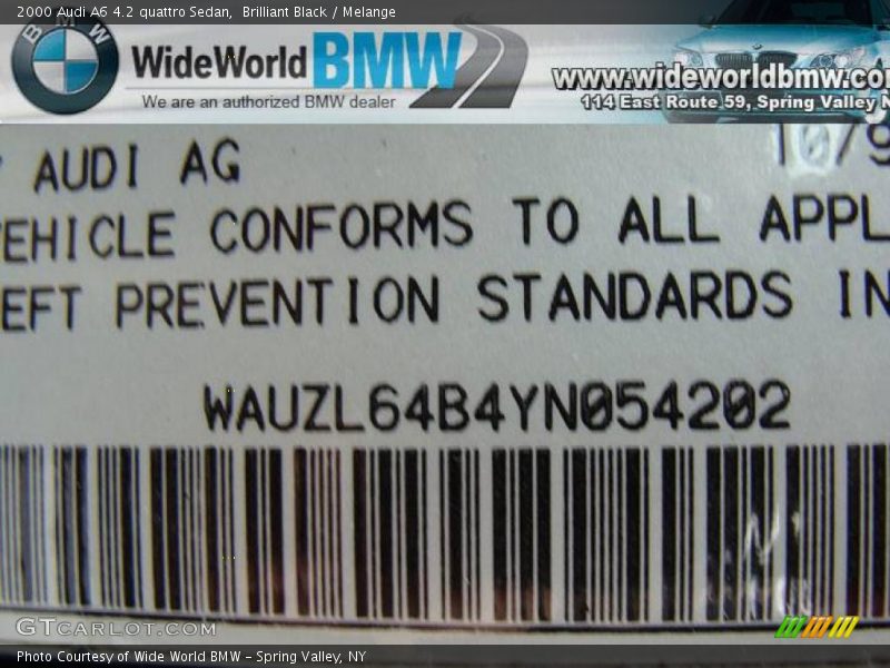 Brilliant Black / Melange 2000 Audi A6 4.2 quattro Sedan