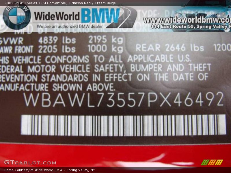 Crimson Red / Cream Beige 2007 BMW 3 Series 335i Convertible