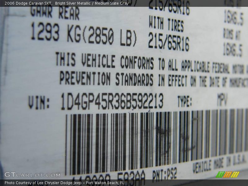 Bright Silver Metallic / Medium Slate Gray 2006 Dodge Caravan SXT