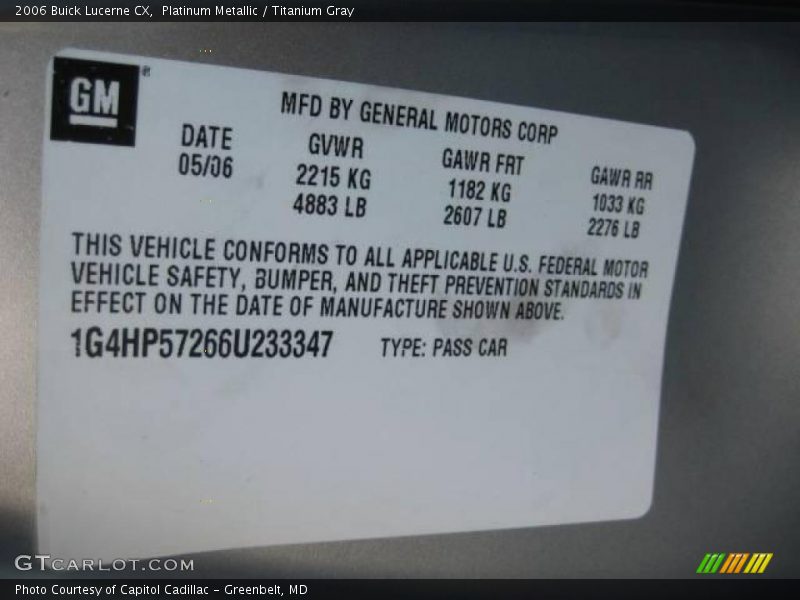 Platinum Metallic / Titanium Gray 2006 Buick Lucerne CX