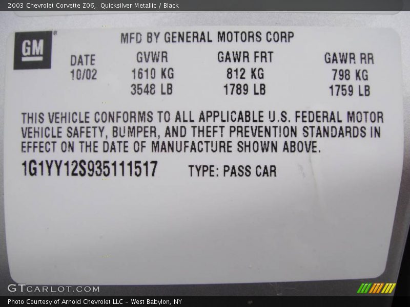 Quicksilver Metallic / Black 2003 Chevrolet Corvette Z06