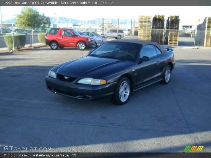 Dark Green Satin Metallic / Saddle 1998 Ford Mustang GT Convertible