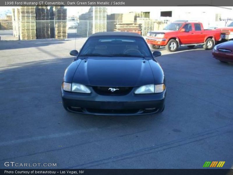 Dark Green Satin Metallic / Saddle 1998 Ford Mustang GT Convertible