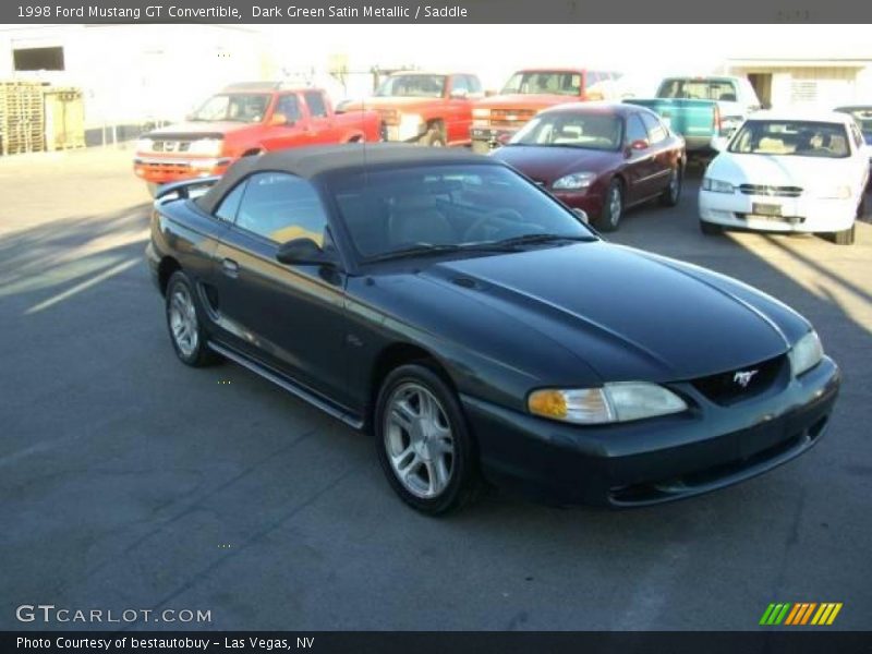 Dark Green Satin Metallic / Saddle 1998 Ford Mustang GT Convertible