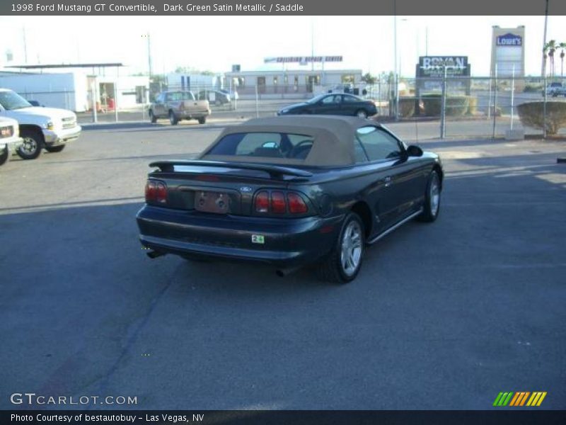 Dark Green Satin Metallic / Saddle 1998 Ford Mustang GT Convertible