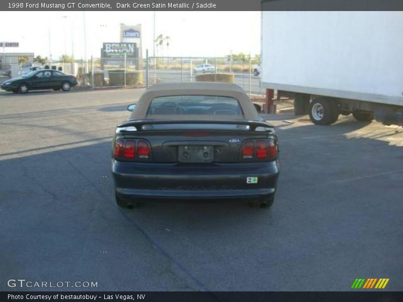 Dark Green Satin Metallic / Saddle 1998 Ford Mustang GT Convertible