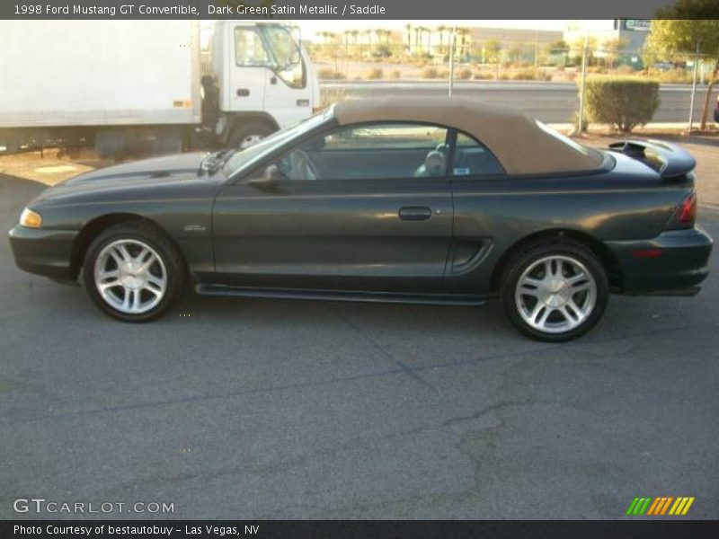 Dark Green Satin Metallic / Saddle 1998 Ford Mustang GT Convertible