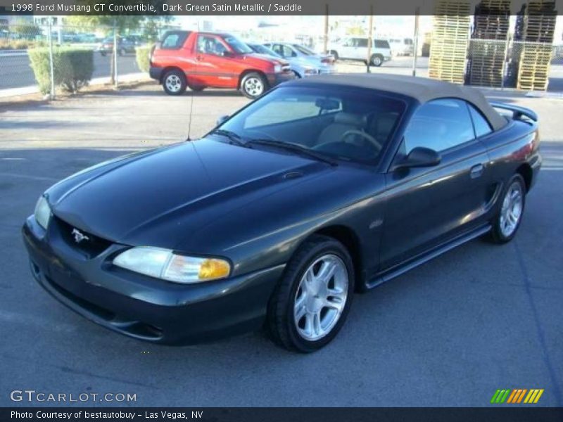Dark Green Satin Metallic / Saddle 1998 Ford Mustang GT Convertible