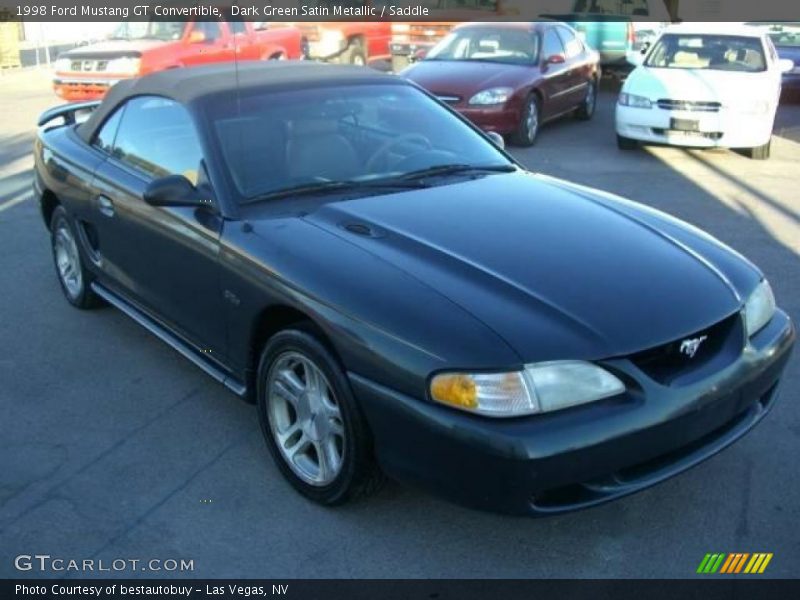 Dark Green Satin Metallic / Saddle 1998 Ford Mustang GT Convertible