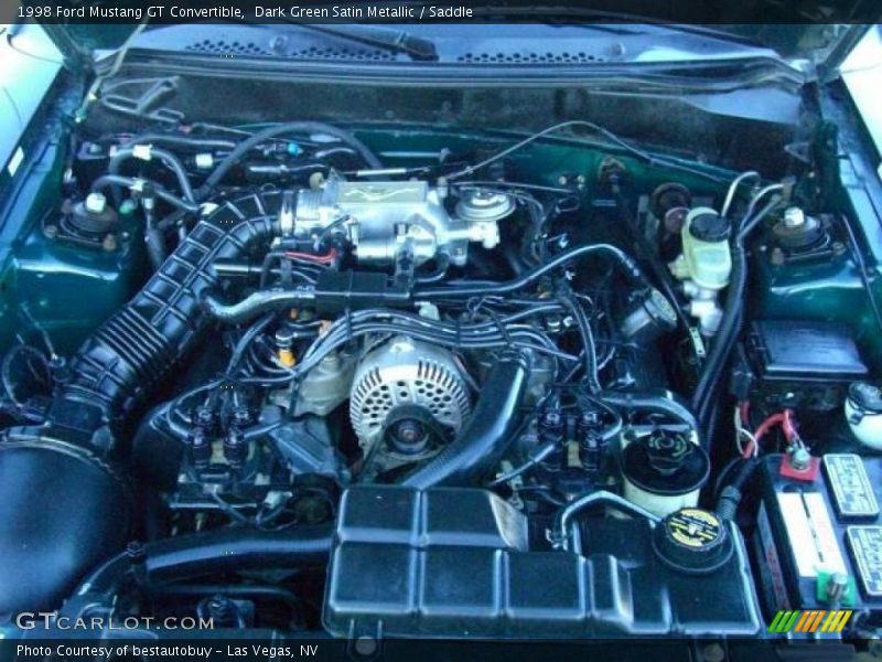 Dark Green Satin Metallic / Saddle 1998 Ford Mustang GT Convertible